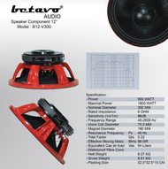 Speaker Komponen Betavo B12V300 B12 V300 Red Series