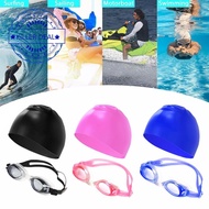 MAELOVE2 Adult Swimming Goggles Swimming Cap Set Elastic Swimming Pool Cap Stretchy Bathing Hat With