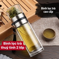 Double-layer Heat-resistant Glass Tea Filter - 1 Drinking Cup Head - Size: 19.3x6.6cm Dt 400ml (Real