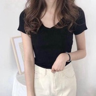 A66 Fashionable Colorful Short-Sleeved Turtleneck Women's T-shirt A66