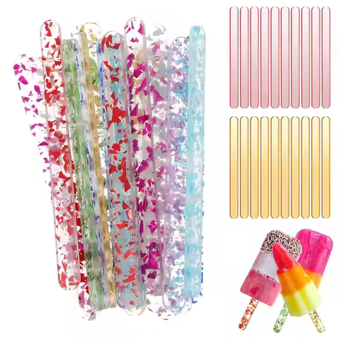 20Pcs Reusable Ice Cream Sticks Acrylic Popsicle Stick Clear Acrylic Ice Cream Sticks DIY Crafts BJL