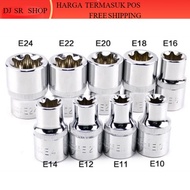 - 9pcs 1/2 Inch Torx Star Socket Set E Type E10 E11 E12 E14 E16 E18 E20 E22 E24 Hand Repair Tools