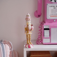 Sweet Pink Nutcracker Soldier Figurine Cake Theme Resin Ornament Room Decor Home Decor Cute Decorati
