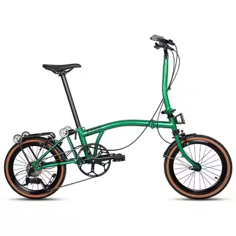 KENDI 16 Inch Folding Bicycle 9-speed Folding Bike Carbon Steel Frame Dual V Brake Portable Mini Fol