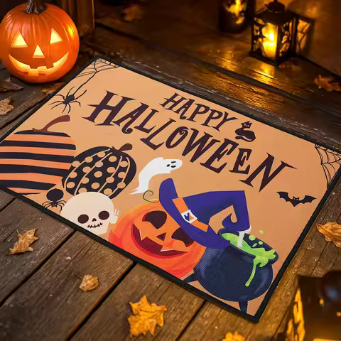 Halloween Crystal Velvet Doormat Halloween Theme Party Decoration Kids Favor Pumpkin Ghost Doormat T