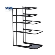Heavy Duty Pan Organizer, 5 Tier Pot and Pan Organizer Rack for Cast Iron Skillets, Griddles and Pots