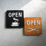 Vintage Wooden Hanging Sign Open Glass Wall Wooden Sign Wooden Open Sign 实木 OPEN/CLOSED 木挂牌 E2