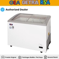 NEW . Chest Freezer Box Sliding Gea Sd-303 Freezer Sliding Kaca