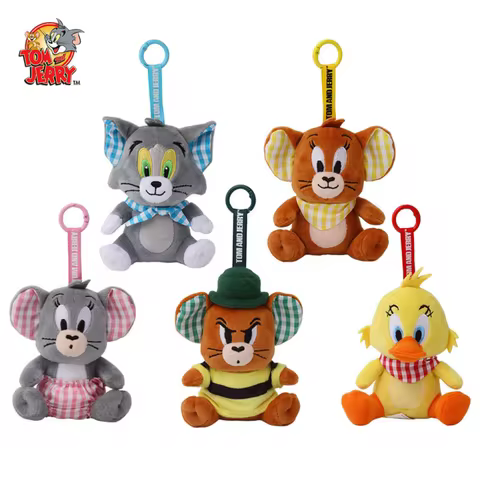 Genuine Tom and Jerry Series Cartoon Plush Dolls Keychain Decoration Cute Anime Character Tuffy Bag 
