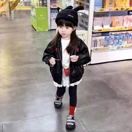 Set Jaket Kulit Kucing KT Bergaya Bayi Perempuan Seluar Legging Bergaya Kanak-kanak Musim Gugur 3116