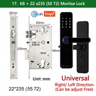 2023 NEW RAYKUBE K8 Tuya Wifi Smart Door Lock TT Lock Fingerprint Lock Digital Electric Lock With Longer Larger Handle Panels