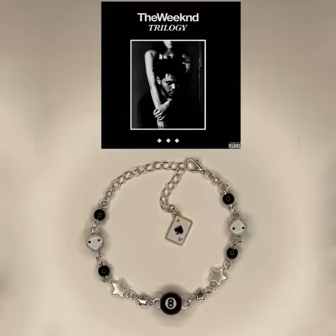 Handmade the weeknd bracelets No. 8 ball star beaded dice bracelet coquettish y2k gothic