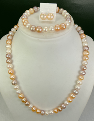Bộ trang sức 3 món ngọc trai nuôi 9 ly phối màu cao cấphàng đẹp quà tặng ý nghĩa