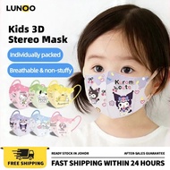 LUNOO Sanrio Kids 3D Mask 50PCS Cartoon Kids Face Mask BFE 99% Duckbill Masks Individual Packing Kur