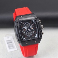 Jam tangan pria Leopard tali rubber tanggal aktif chrono off original