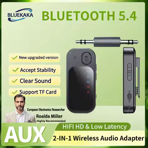 2 In 1 Multipoint Bluetooth 5.4 Audio Transmitter Receiver 3.5mm AUX RCA TF Card Play HIFI Dual Stre