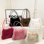 Autumn Winter Furry Bag Commuter Tote Bag Plush Bucket Bag Underarm Bag Furry Large Capacity Shoulde