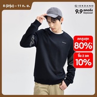 GIORDANO Men Sweatshirts Letter Embroidery Sweatshirts Contrasting Elbow Raglan Sleeve Fashion Casua