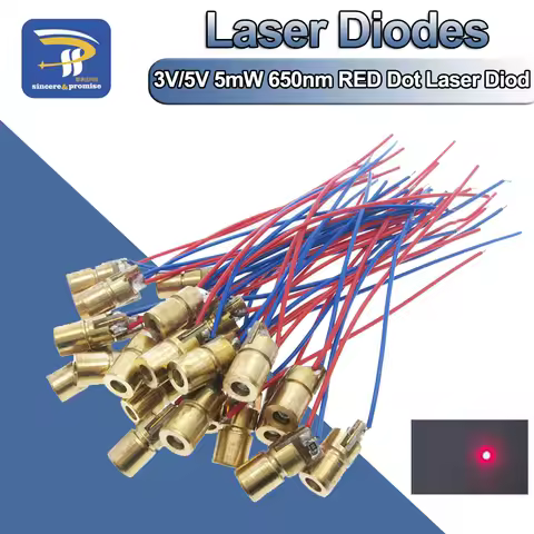 10PCS Adjustable Mini Laser Pointer Diode RED Dot Laser Diod Circuit 3V/5V 5mW 650nm Module Pointer
