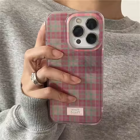 Dopamine Color Block Match Plaid Phone Case For iPhoneXS XR X SE2 7 8 Plus 16E 16 15 14 13 12 11 Pro