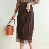 1013 Fresh Casual Skirt   Summer Sanzhai Pleated Tulle Skirt One Size  [Can Match the T-Shirt 2520] 