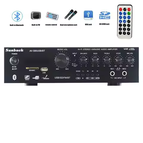 Sunbuck TAV-580BT 5.1 Channel 300W High Power SD USB FM Bluetooth Remote Control Power Amplifier Hom