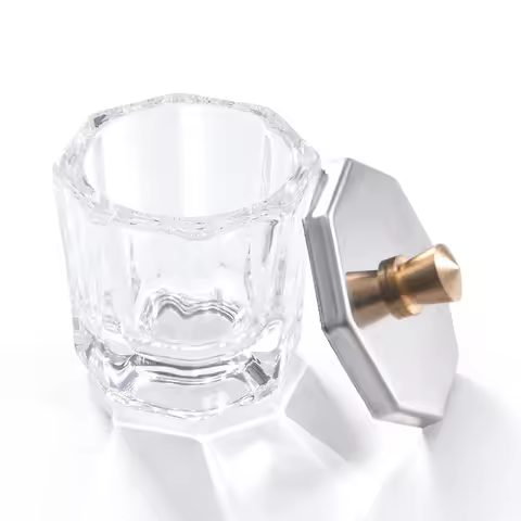 KADS Dappen Dish with Lid for Acrylic Nails Clear Glass Acrylic Nail Monomer Liquid Bowl Acrylic Pow