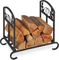 Relaxdays Firewood Rack Folding 44.5cm H x 51cm W x 32cm D Firewood Storage Floral Embellishments St