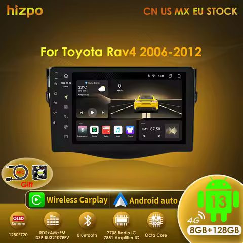 Hizpo 9" Android 13 Car Radio For Toyota RAV4 2006-2012 Multimedia Video Player 2Din DSP Navigation 