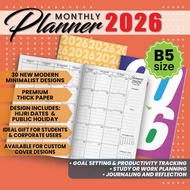 2026 Planner Booklet | B5 SIZE | Simple Planner Book | Diary/ Diari 2026 | Monthly Planner 2026