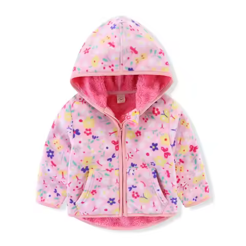 Hooded 2-6T Autumn Winter Jackets Coats Girls Outwear Long Sleeve Zipper Toddler Clothing Baby Fruit