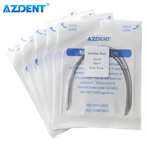 5Packs AZDENT Dental Orthodontic Arch Wires Round Rectangular Archwire Stainless Steel Oval for Dent