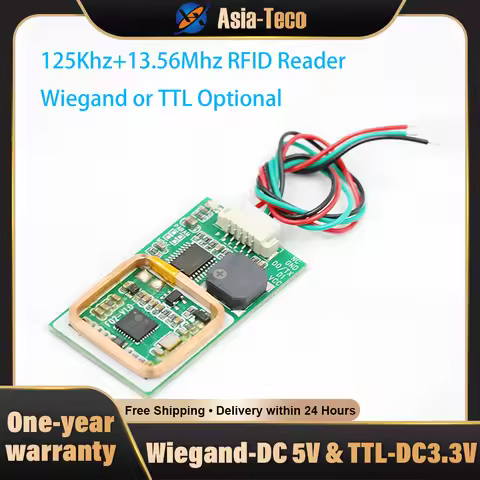 Mini Dual Band RFID Reader 125KHz/13.56MHz Wiegand WG26 WG34 Secure Output Embedded Module for Door 