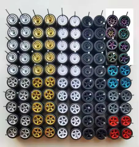 Promotion 50sets（for50 cars）11mm Size 1/64 Hotwheels Alloy Car Wheels with Rubber Tires for 1:64 Mat