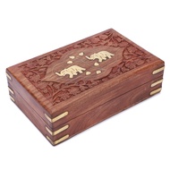Ajuny Handmade Wooden Jewellery Box for Women - Elephant Design | Hand carved Solid Multipurpose Kee