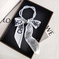 XUANXUAN | Dây chuyền ngọc trai mùa xuân hè Dây chuyền xương đòn Dây thừng lụa nhỏ khăn choàng dài D