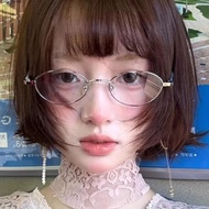 CLEIGHTEEN8H Metal Glasses,  Y2K Decorative Eyeglasses, Fashion Small Oval Reading Eyewear Women Gir
