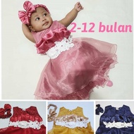 Dress Pesta Bayi 6 12 Bulan Model Terbaru Terlaris 2023 Dapat GRATIS PITA Gaun Tutu Bahan Organdi Mekar Mewah Baju Anak 1 Tahun Warna Merah Marun Hijau Botol Gold Untuk Hari Raya Natal KA73