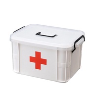 กล่องพยาบาล กล่องเก็บยา กล่องอเนกประสงค์ กล่องเก็บอุปกรณ์ทำเล็บ กล่องอุปกรณ์ สองชั้น แบบแยกชั้น สีขาว