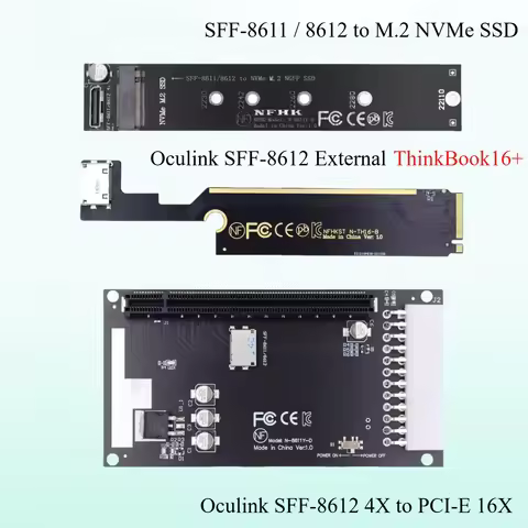 Oculink 4X SFF-8611 SFF-8612 To PCIE 16x NVMe M.2 NGFF M-Key Adapter Card External GPU OCuLink SFF86