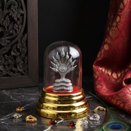 Naga Glass Cover Buddha Amulet With 9 Heads Brass Standing Good Business Profitable Glorious Life