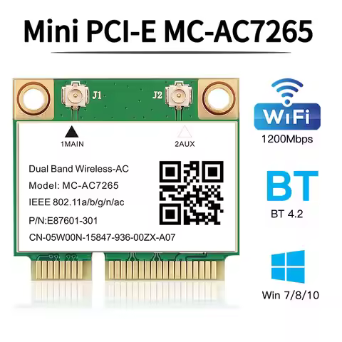 Dual Band 1200Mbps Wireless Card MC-AC7265 Bluetooth 4.2 Notebook Wlan Wifi Card Adapter 802.11ac 2.