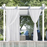 Outdoor Sheer Curtains for Pergola, 2 Layer Semi Sheer Privacy Added Light Filtering Waterproof Curtains for Gazebo
