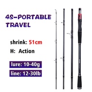6.0ft/7.0ft 12-30lb 4S Portable shrink travel fishing rod spinning rod baitcasting rod medium rod ou
