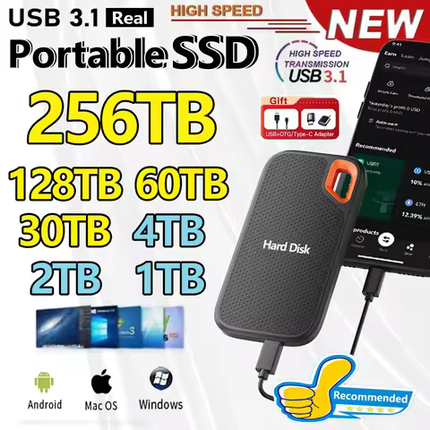 Original SSD 256TB high-speed external hard drive 1TB hard drive USB 3.1 Hard Disk 2TB 4TB Storage D