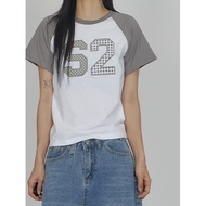 Codibook|Korea Korea EEZEE S2 Shoulderless Line Color Matching Short TTS034 Sleeve Top T-Shirt Women