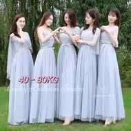 Korean Elegant Maxi Length Wedding Dinner Evening Dress Gown Bridesmaid Dresses 135cm