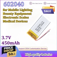 602040 450mAh 3.7V Lithium Battery for Mobile Lighting Beauty Equipment Electronic Scales Medical De