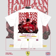 Lewis Hamilton 44 Scuderia Ferrari F1 T-Shirt CrewNeck Cotton Overisze Premium Racing