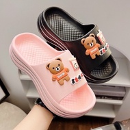 Wavy Bread Sandals with Milk Tea Bear Sticker Super Light Increase Height 5cm - DL163